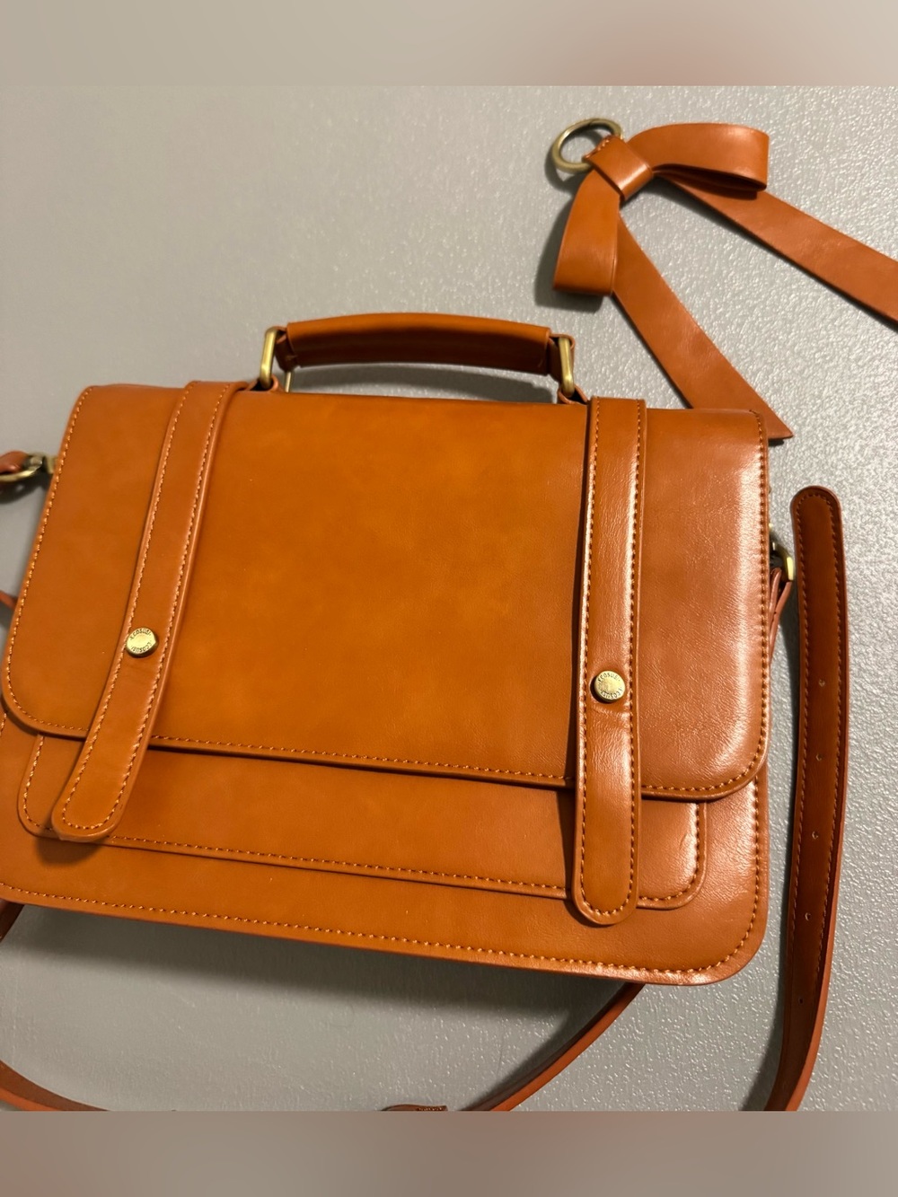 Ecosusi Structured Bow-Accent Satchel Bag in Tan - Picture 4 of 9